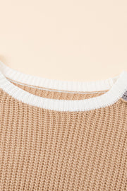 Color Block Round Neck Drop Shoulder Sweater LIAXO