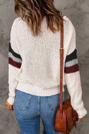 Contrast Dropped Shoulder Long Sleeve Sweater LIAXO