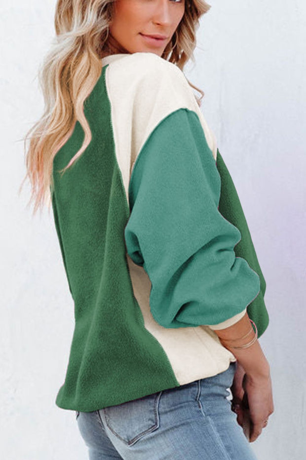 Color Block Round Neck Long Sleeve Sweatshirt LIAXO