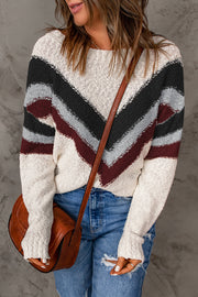 Contrast Dropped Shoulder Long Sleeve Sweater LIAXO