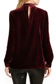 Cutout Long Sleeve Velvet Blouse LIAXO