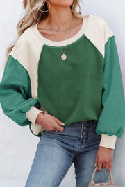 Color Block Round Neck Long Sleeve Sweatshirt LIAXO