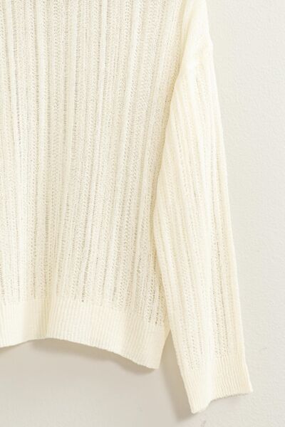 HYFVE Openwork Ribbed Trim Long Sleeve Knit Top LIAXO