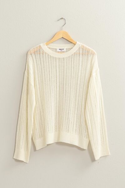 HYFVE Openwork Ribbed Trim Long Sleeve Knit Top LIAXO