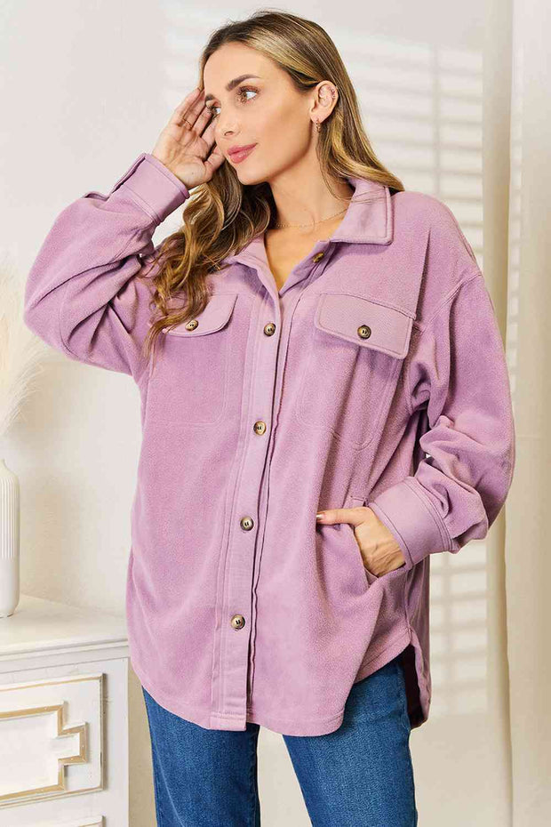Heimish Cozy Girl Full Size Button Down Shacket LIAXO