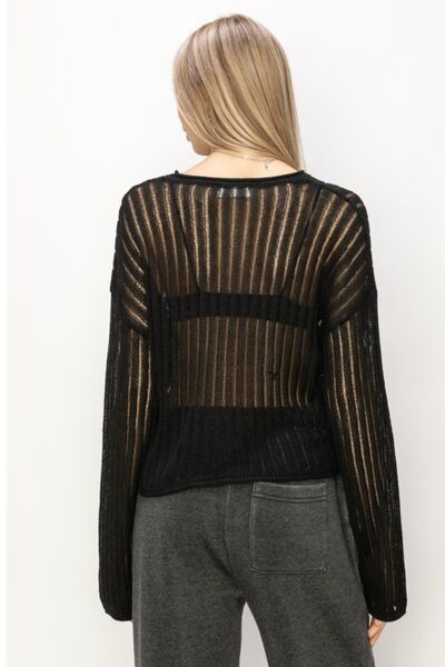 HYFVE Openwork Ribbed Long Sleeve Knit Top LIAXO