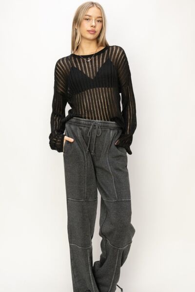 HYFVE Openwork Ribbed Long Sleeve Knit Top LIAXO