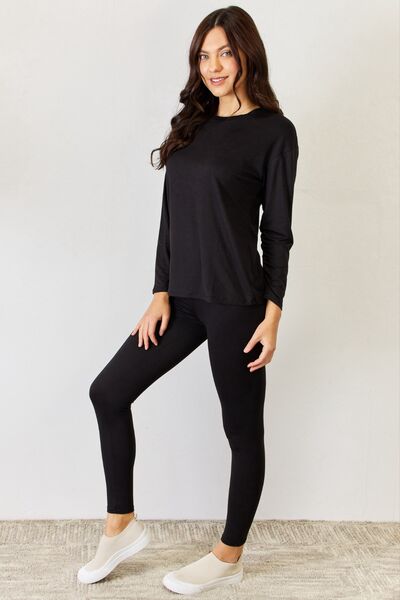 JULIA Round Neck Long Sleeve T-Shirt and Leggings Set LIAXO