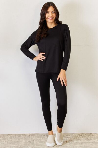 JULIA Round Neck Long Sleeve T-Shirt and Leggings Set LIAXO