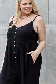 All Day Wide Leg Button Down Jumpsuit in Black LIAXO